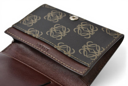 ロエベ カードケース/コインケース LOEWE レザー アナグラム ブラウン【中古】