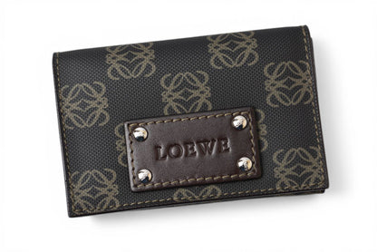 ロエベ カードケース/コインケース LOEWE レザー アナグラム ブラウン【中古】