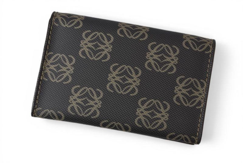 ロエベ カードケース/コインケース LOEWE レザー アナグラム ブラウン【中古】