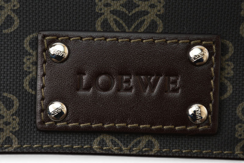 ロエベ カードケース/コインケース LOEWE レザー アナグラム ブラウン【中古】