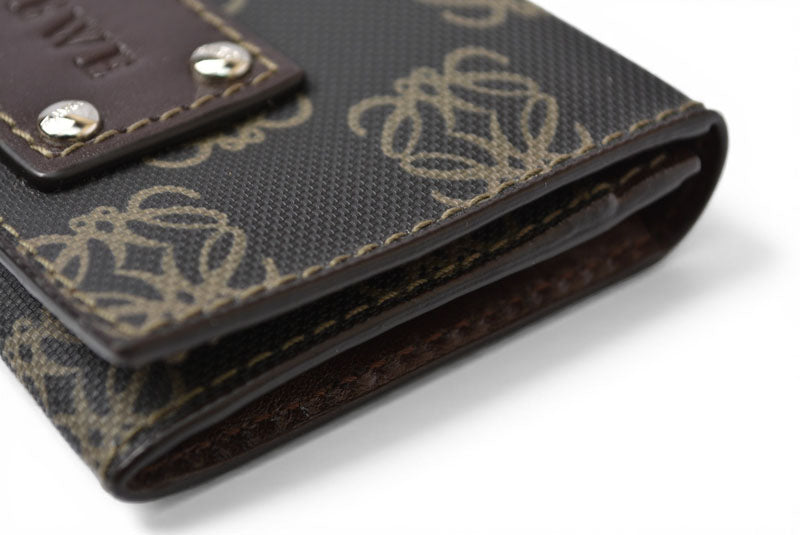 ロエベ カードケース/コインケース LOEWE レザー アナグラム ブラウン【中古】