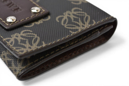 ロエベ カードケース/コインケース LOEWE レザー アナグラム ブラウン【中古】