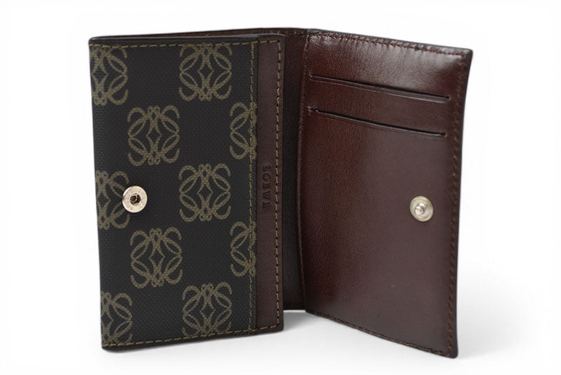ロエベ カードケース/コインケース LOEWE レザー アナグラム ブラウン【中古】
