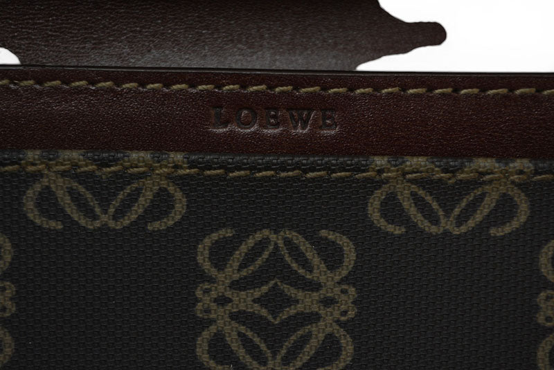 ロエベ カードケース/コインケース LOEWE レザー アナグラム ブラウン【中古】