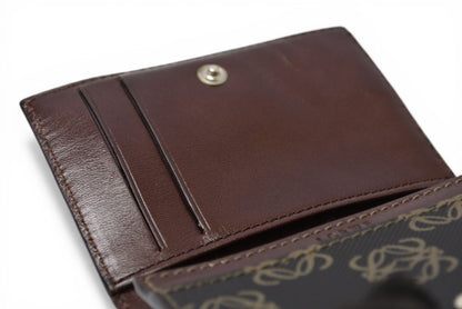 ロエベ カードケース/コインケース LOEWE レザー アナグラム ブラウン【中古】