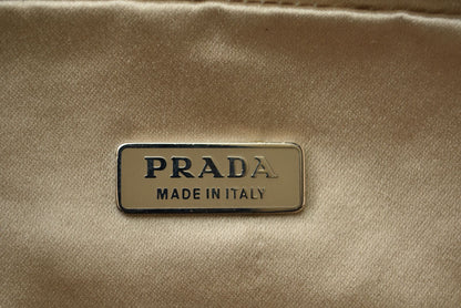 プラダ ポーチ/ハンドバッグ PRADA 小物入れ サテン ヴィンテージ ダークブラウン ハンドストラップ メンズ/レディース【中古】