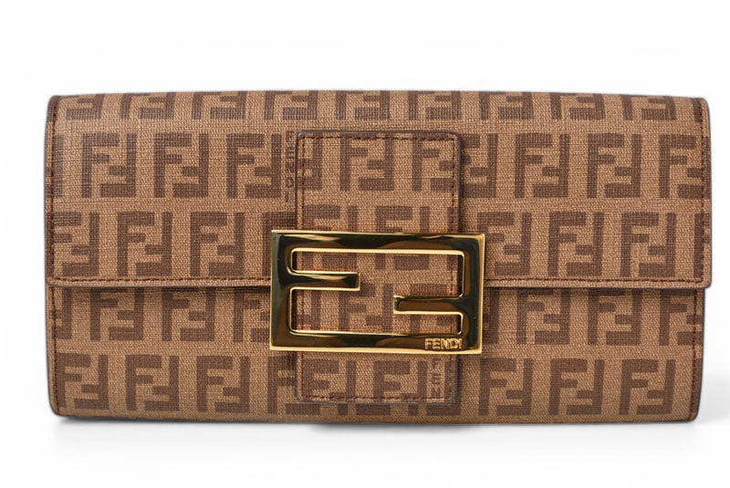 フェンディ 財布 FENDI 長財布 8M0021 YG1 ZUCCA/ズッカ柄 ベージュ/ブラウン【中古】