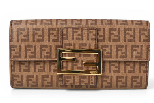 フェンディ 財布 FENDI 長財布 8M0021 YG1 ZUCCA/ズッカ柄 ベージュ/ブラウン【中古】
