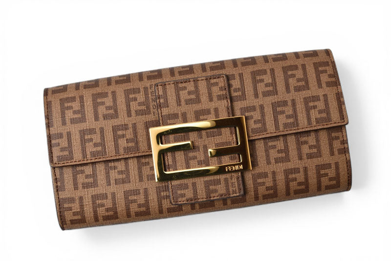 フェンディ 財布 FENDI 長財布 8M0021 YG1 ZUCCA/ズッカ柄 ベージュ/ブラウン【中古】