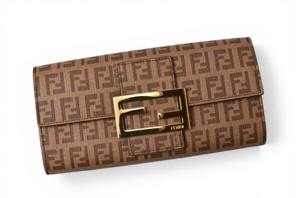 フェンディ 財布 FENDI 長財布 8M0021 YG1 ZUCCA/ズッカ柄 ベージュ/ブラウン【中古】
