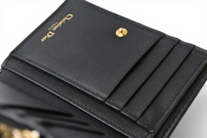 クリスチャンディオール 財布 Christian Dior ミニ財布 カロ ダリア カナージュステッチ ブラック【中古】