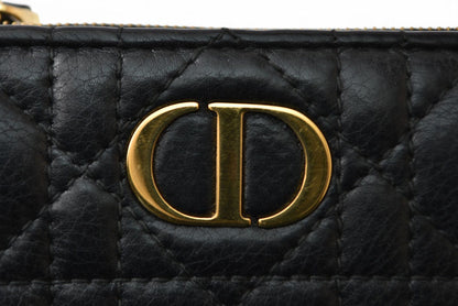 クリスチャンディオール 財布 Christian Dior ミニ財布 カロ ダリア カナージュステッチ ブラック【中古】