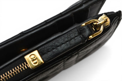 クリスチャンディオール 財布 Christian Dior ミニ財布 カロ ダリア カナージュステッチ ブラック【中古】