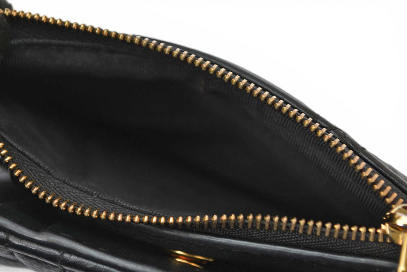 クリスチャンディオール 財布 Christian Dior ミニ財布 カロ ダリア カナージュステッチ ブラック【中古】