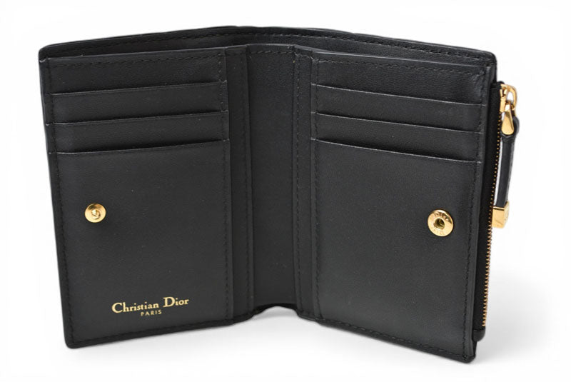 クリスチャンディオール 財布 Christian Dior ミニ財布 カロ ダリア カナージュステッチ ブラック【中古】