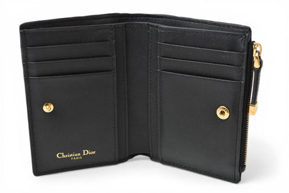 クリスチャンディオール 財布 Christian Dior ミニ財布 カロ ダリア カナージュステッチ ブラック【中古】