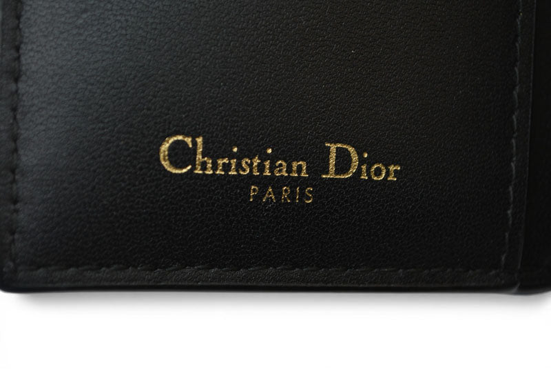 クリスチャンディオール 財布 Christian Dior ミニ財布 カロ ダリア カナージュステッチ ブラック【中古】
