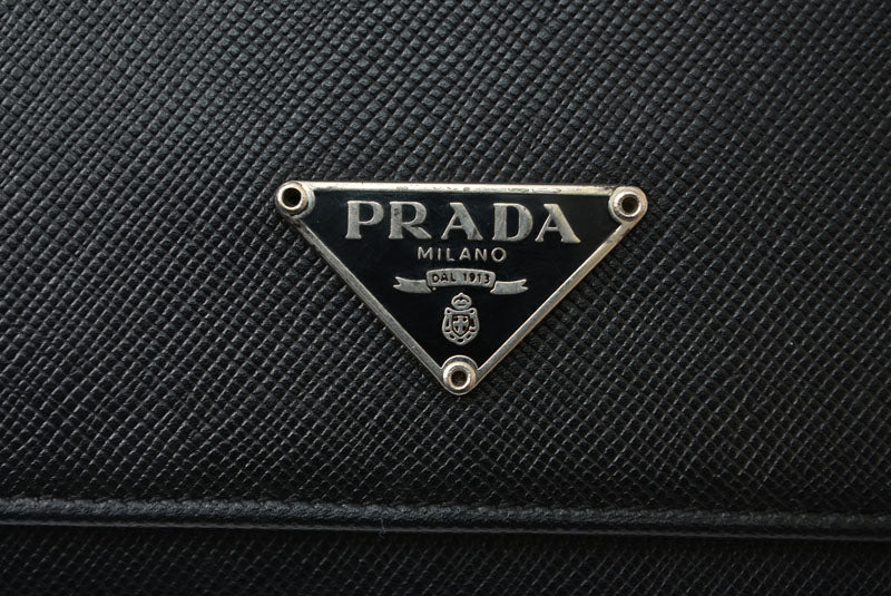 プラダ 財布 PRADA 長財布 M608 SAFFIANO/レザー NERO/ブラック ヴィンテージ【中古】