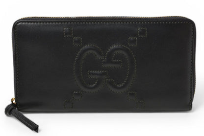 グッチ 財布 GUCCI 長財布/ロゴジップアラウンドウォレット GGステッチ ブラック 453393【中古】