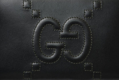 グッチ 財布 GUCCI 長財布/ロゴジップアラウンドウォレット GGステッチ ブラック 453393【中古】