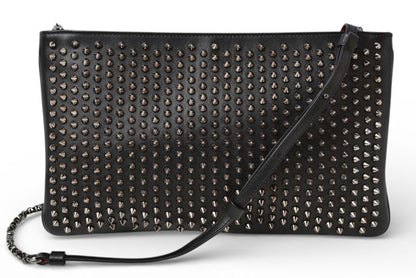 クリスチャンルブタン クラッチバッグ/ショルダーバッグ Christian louboutin Loubiclutch カーフ/スパイク ブラック/ガンメタル 1165013【中古】