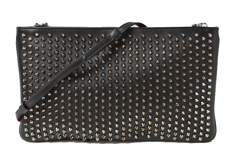 クリスチャンルブタン クラッチバッグ/ショルダーバッグ Christian louboutin Loubiclutch カーフ/スパイク ブラック/ガンメタル 1165013【中古】