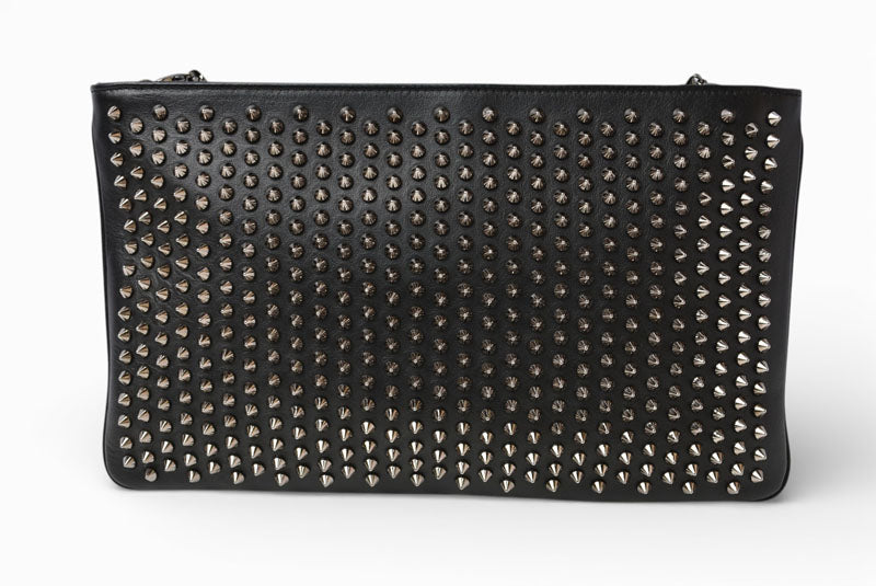 クリスチャンルブタン クラッチバッグ/ショルダーバッグ Christian louboutin Loubiclutch カーフ/スパイク ブラック/ガンメタル 1165013【中古】