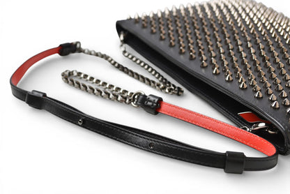 クリスチャンルブタン クラッチバッグ/ショルダーバッグ Christian louboutin Loubiclutch カーフ/スパイク ブラック/ガンメタル 1165013【中古】