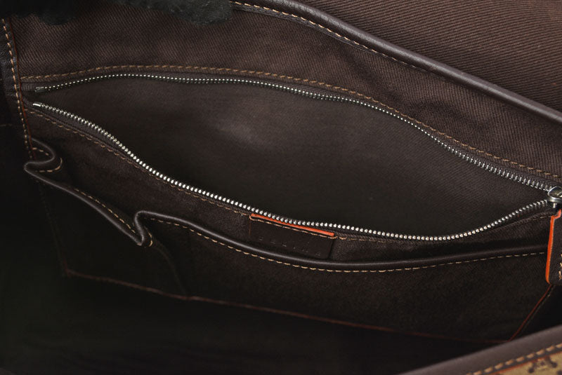 セリーヌ ショルダーバッグ CELINE マカダム柄 メッセンジャーバッグ A4対応 ブラウン/ベージュ【中古】