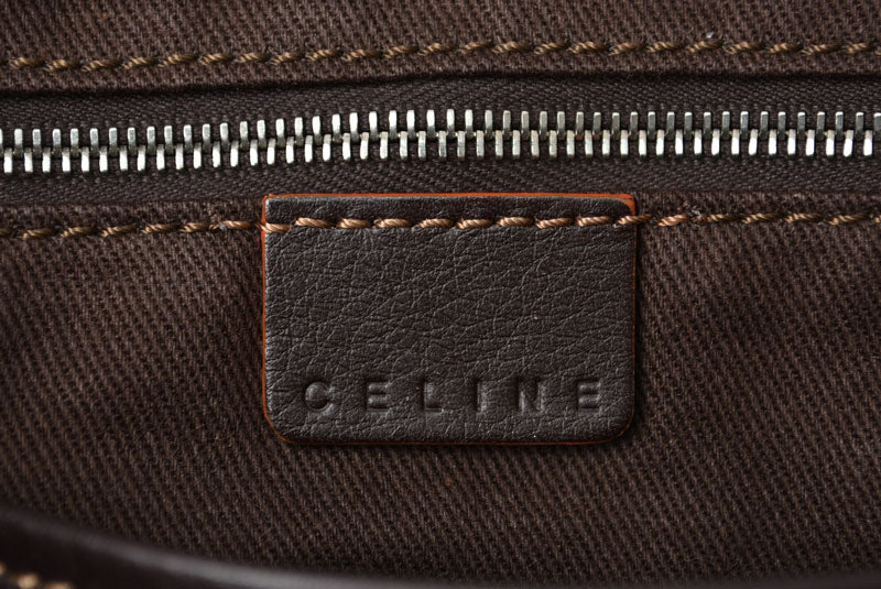 セリーヌ ショルダーバッグ CELINE マカダム柄 メッセンジャーバッグ A4対応 ブラウン/ベージュ【中古】