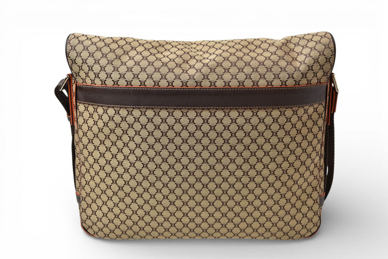 セリーヌ ショルダーバッグ CELINE マカダム柄 メッセンジャーバッグ A4対応 ブラウン/ベージュ【中古】