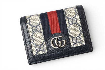 グッチ ミニ財布/二つ折り GUCCI 折財布 GGネイビー/ベージュ5231555 Ophidia/オフィディア GGスプリーム【中古】
