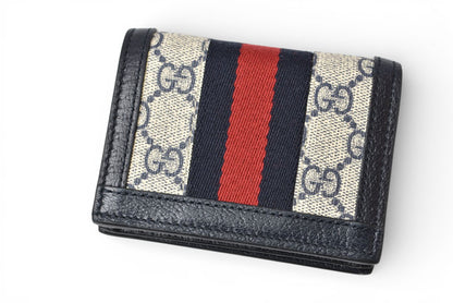 グッチ ミニ財布/二つ折り GUCCI 折財布 GGネイビー/ベージュ5231555 Ophidia/オフィディア GGスプリーム【中古】