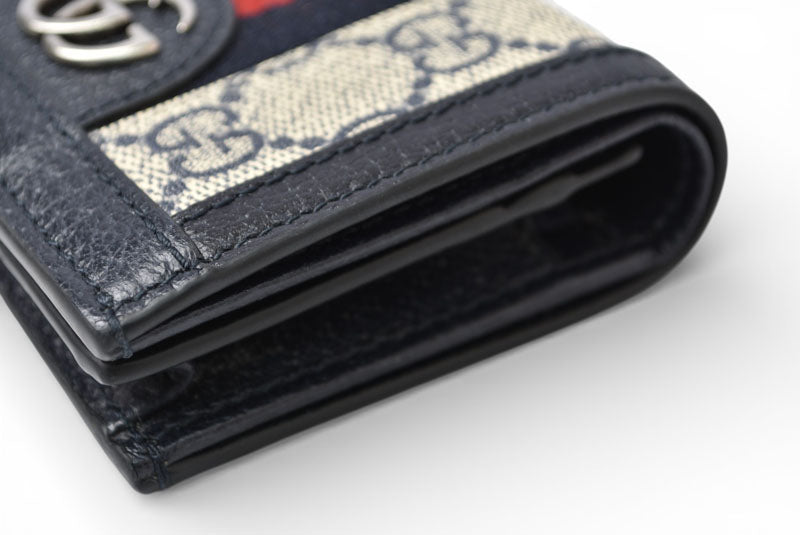 グッチ ミニ財布/二つ折り GUCCI 折財布 GGネイビー/ベージュ5231555 Ophidia/オフィディア GGスプリーム【中古】