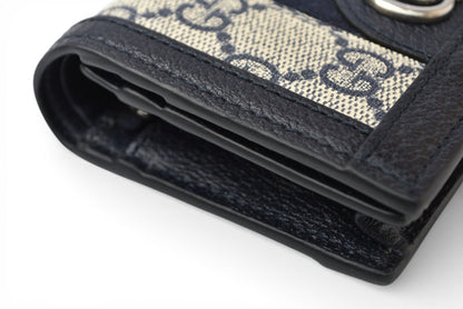 グッチ ミニ財布/二つ折り GUCCI 折財布 GGネイビー/ベージュ5231555 Ophidia/オフィディア GGスプリーム【中古】