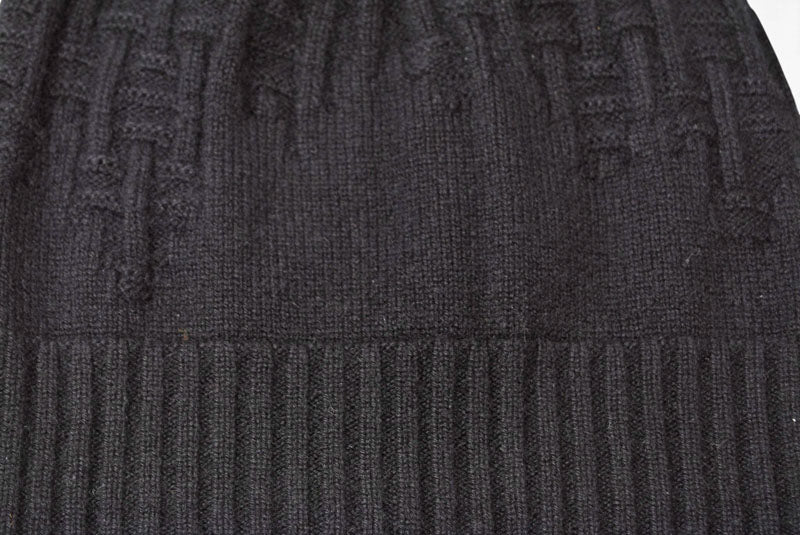 エルメス ニット帽 HERMES ニットキャップ/ビーニー カシミヤ ブラック Hロゴ サイズM【中古】