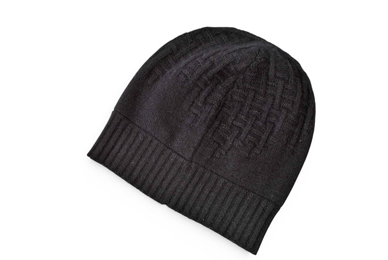 エルメス ニット帽 HERMES ニットキャップ/ビーニー カシミヤ ブラック Hロゴ サイズM【中古】