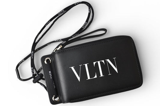 ヴァレンティノ 財布 VALENTINO 折財布 バレンチノ 二つ折り VLTN ロゴ Y2P0P90 ネックホルダー ブラック メンズ/レディース【中古】