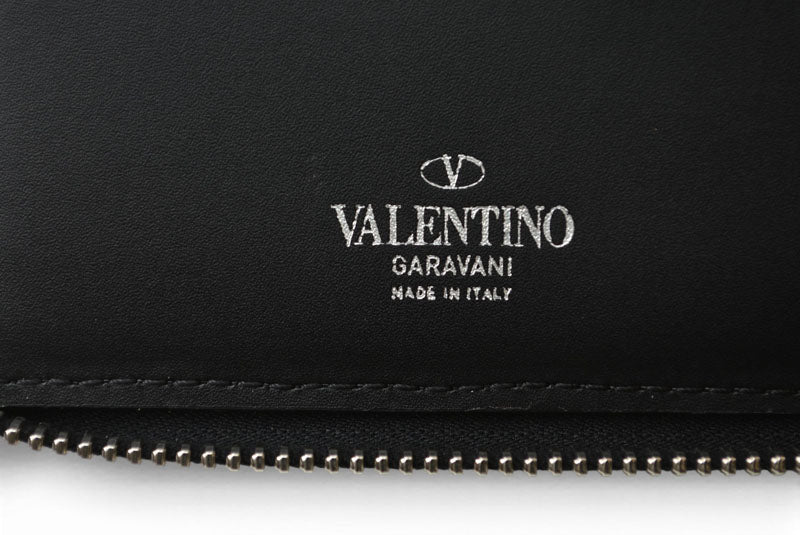 ヴァレンティノ 財布 VALENTINO 折財布 バレンチノ 二つ折り VLTN ロゴ Y2P0P90 ネックホルダー ブラック メンズ/レディース【中古】
