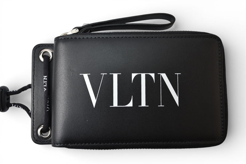 ヴァレンティノ 財布 VALENTINO 折財布 バレンチノ 二つ折り VLTN ロゴ Y2P0P90 ネックホルダー ブラック メンズ/レディース【中古】