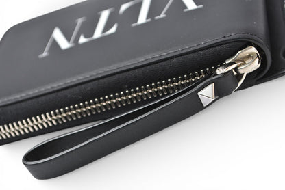 ヴァレンティノ 財布 VALENTINO 折財布 バレンチノ 二つ折り VLTN ロゴ Y2P0P90 ネックホルダー ブラック メンズ/レディース【中古】