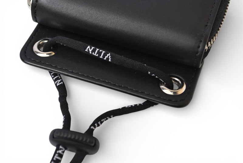 ヴァレンティノ 財布 VALENTINO 折財布 バレンチノ 二つ折り VLTN ロゴ Y2P0P90 ネックホルダー ブラック メンズ/レディース【中古】