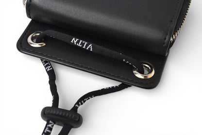 ヴァレンティノ 財布 VALENTINO 折財布 バレンチノ 二つ折り VLTN ロゴ Y2P0P90 ネックホルダー ブラック メンズ/レディース【中古】