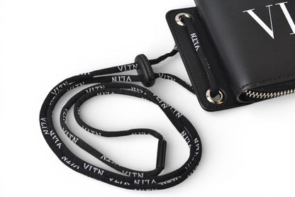 ヴァレンティノ 財布 VALENTINO 折財布 バレンチノ 二つ折り VLTN ロゴ Y2P0P90 ネックホルダー ブラック メンズ/レディース【中古】