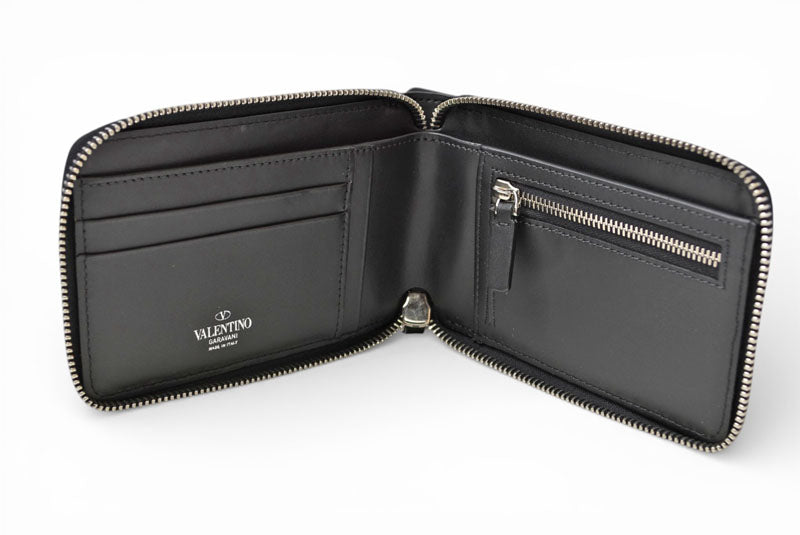 ヴァレンティノ 財布 VALENTINO 折財布 バレンチノ 二つ折り VLTN ロゴ Y2P0P90 ネックホルダー ブラック メンズ/レディース【中古】