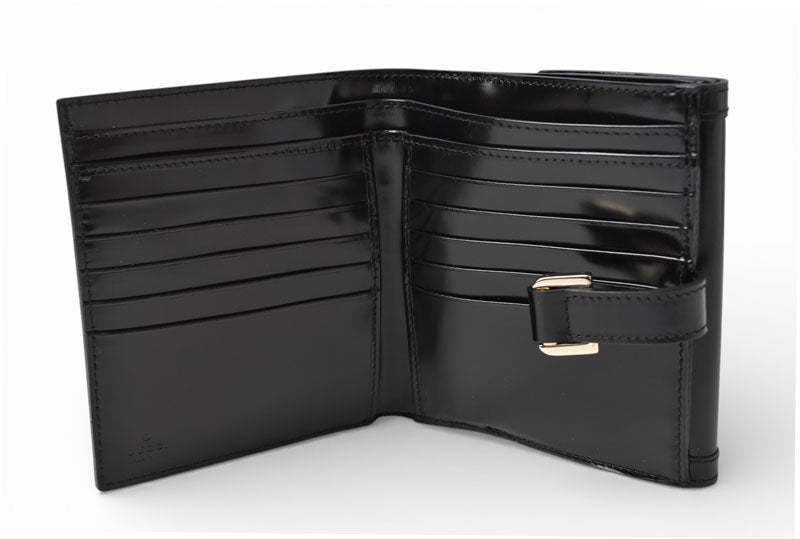 グッチ 財布 未使用 GUCCI ヴィンテージ 折財布 035.3731 エナメル ブラック【中古】