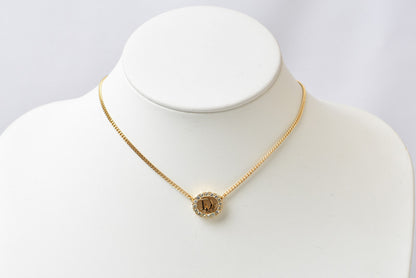 クリスチャンディオール ネックレス ヴィンテージ Christian Dior ロゴ/ラインストーン ゴールド【中古】
