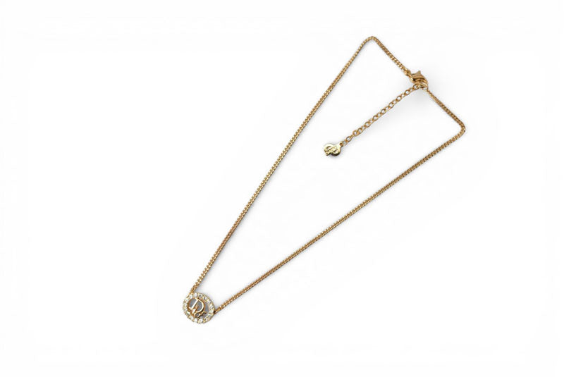 クリスチャンディオール ネックレス ヴィンテージ Christian Dior ロゴ/ラインストーン ゴールド【中古】
