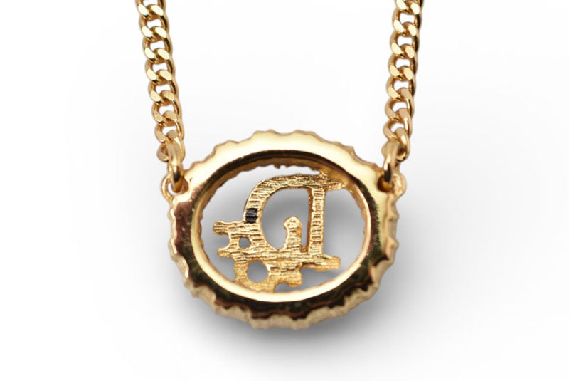 クリスチャンディオール ネックレス ヴィンテージ Christian Dior ロゴ/ラインストーン ゴールド【中古】