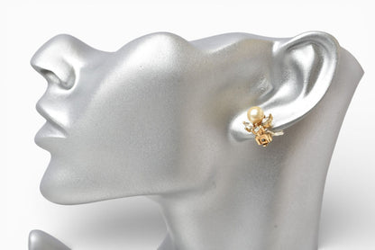 クリスチャンディオール イヤリング Christian Dior ヴィンテージ アクセサリー パールモチーフ/ラインストーン ゴールド【中古】